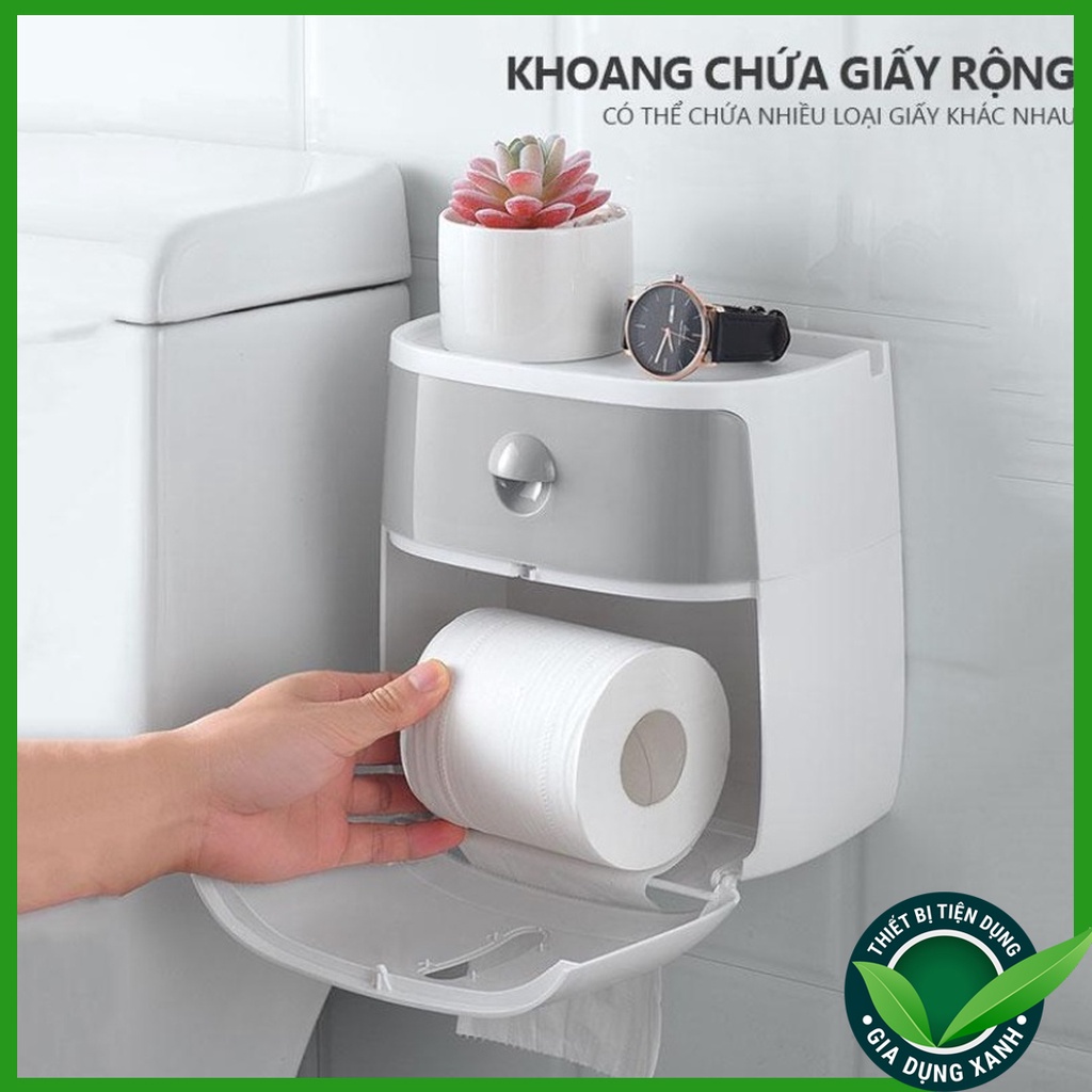 Hộp đựng giấy vệ sinh Ecoco cao cấp dán tường 2 tầng Tiện Dụng-Hàng loại 1 chắc chắn Tặng kèm miếng dán siêu dính