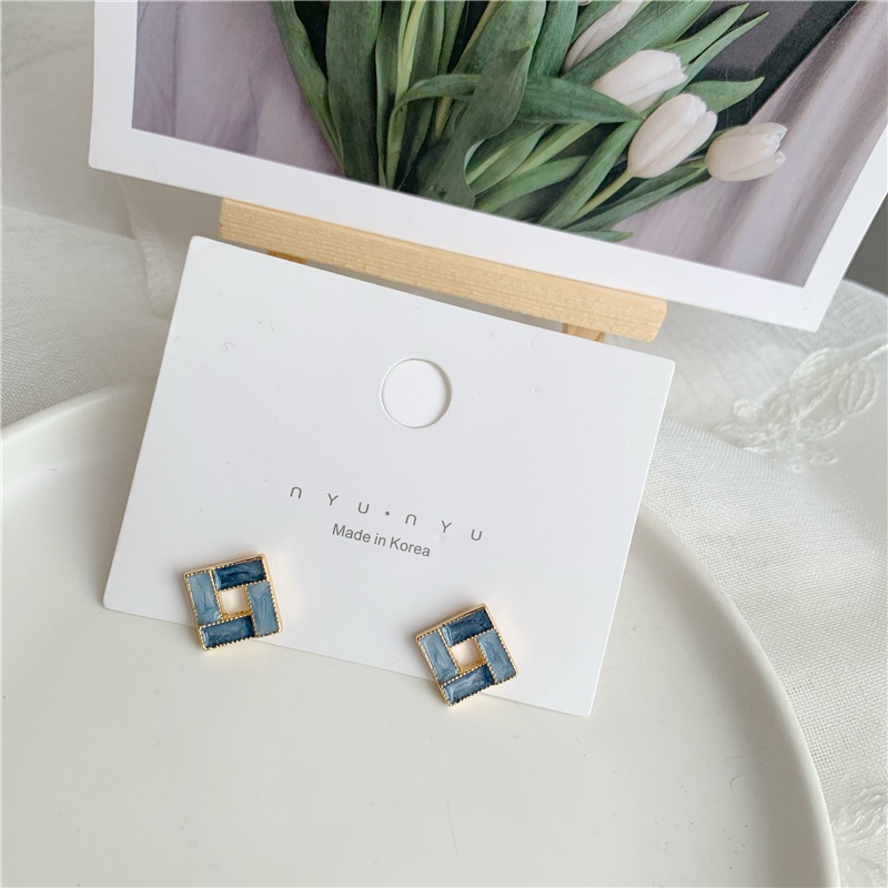 Khuyên tai kẹp không bấm lỗ chốt cố định K054 bằng hợp kim mạ vàng hình vuông dáng ngắn Leous Accessories