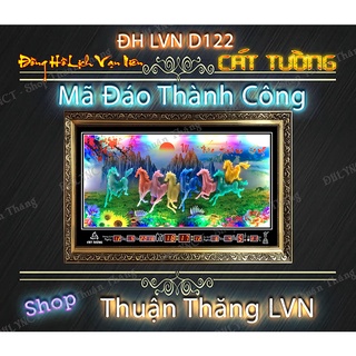 Đồng hồ Lịch Vạn Niên điện tử treo tường - Tranh Đá Poly Mã Đáo D122_Có 2 Loại (Không Remote Đèn Và Có Remote Đèn)