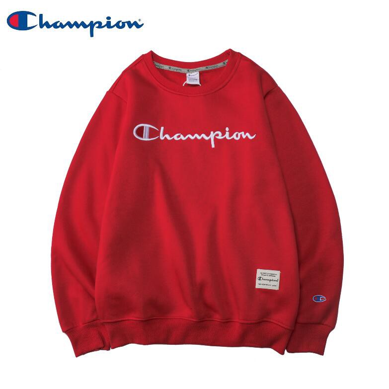 Áo Sweater Cotton Cổ Tròn Thêu Chữ Champion Thời Trang Cho Nam Nữ