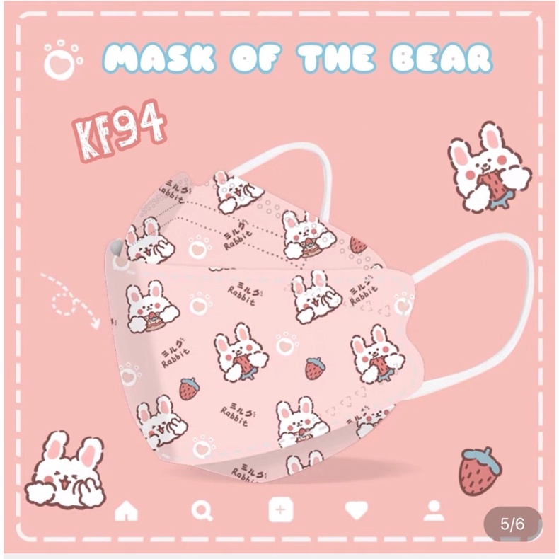 Khẩu trang Kf94 in hình người lớn x Mask of the bear