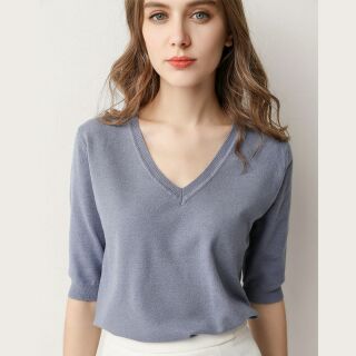 [ Hàng mới về 24/8] - Áo len tay lỡ cổ tim chữ V ( Quảng Châu)