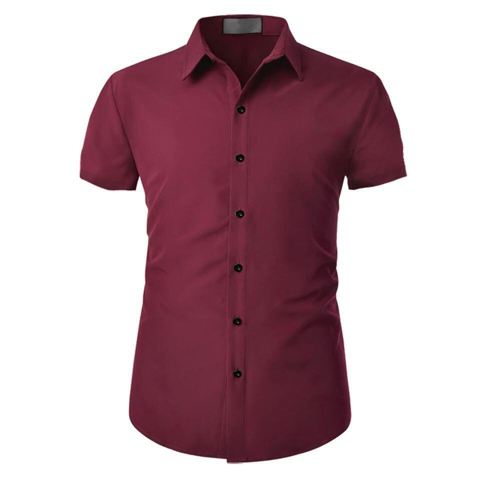 Áo sơ mi nam trơn tay ngắn FATUNO - chất cotton lụa mềm mịn thoải mái