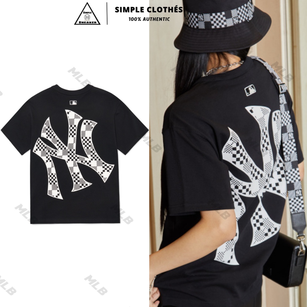 ÁO THUN MLB CHECKERBOARD BACK LOGO 🔥CHÍNH HÃNG🔥T-shirt Màu Đen Tay Ngắn MLB  - SIMPLE SNEAKER