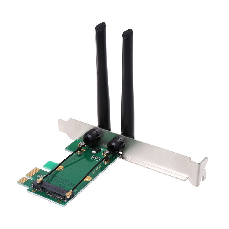 Bộ chuyển đổi thẻ Wifi Mini Pci-E sang Pci-E với 2 Anten bên ngoài cho máy tính