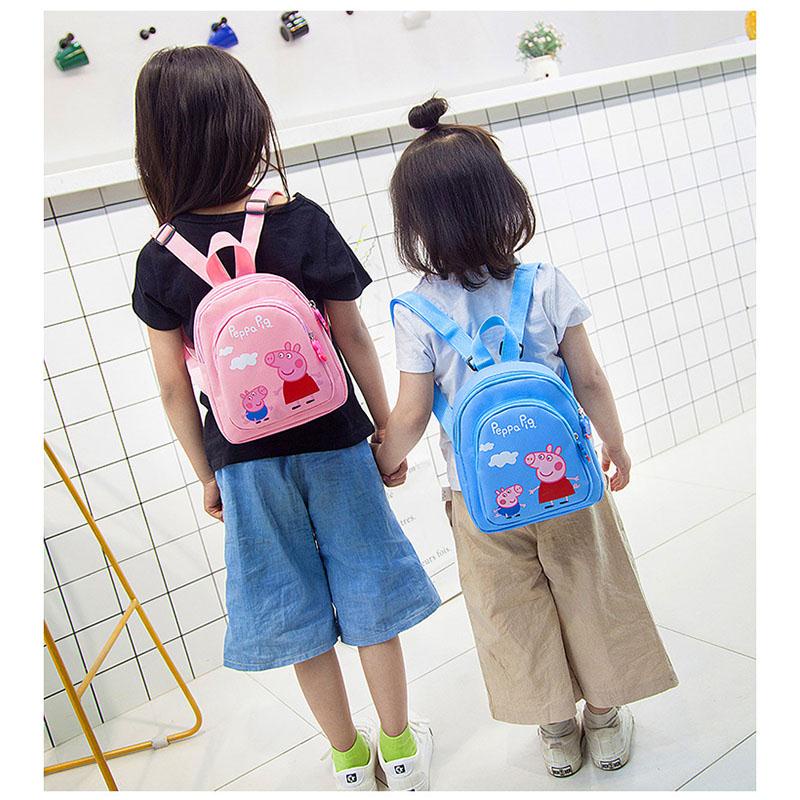 Ba Lô Đi Học Vải canvas In Hoạt Hình Heo Đáng Yêu Cho Bé Gái Mẫu Giáo 3 Tuổi