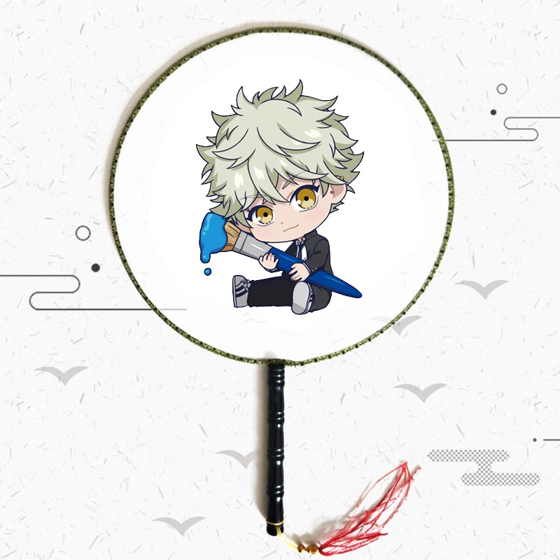 Quạt tròn cổ trang in hình BLUE PERIOD chibi anime cán gỗ quà tặng độc đáo xinh xắn