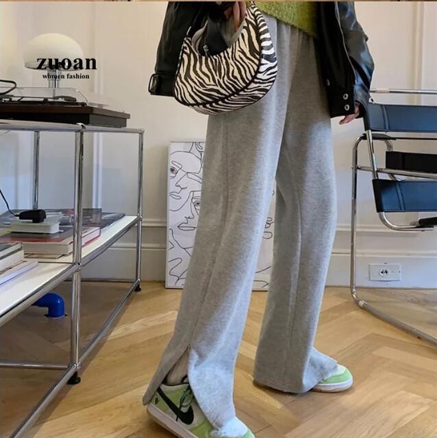 Quần dài SUXI ống rộng lưng cao màu trơn thời trang thu đông cho nữ