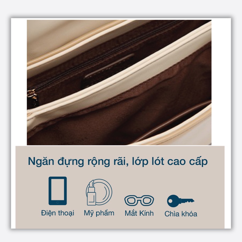 Túi kẹp nách nữ đeo vai đeo chéo chính hãng MICOCAH dáng công sở thời trang phối màu Vintage da cao cấp cực đẹp MC121