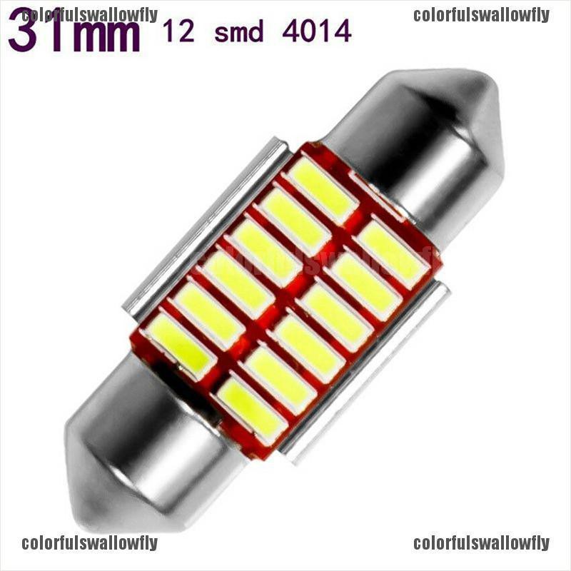 Set 2 đèn LED siêu sáng gắn biển số / trần xe hơi 31mm 4014 12smd C5W