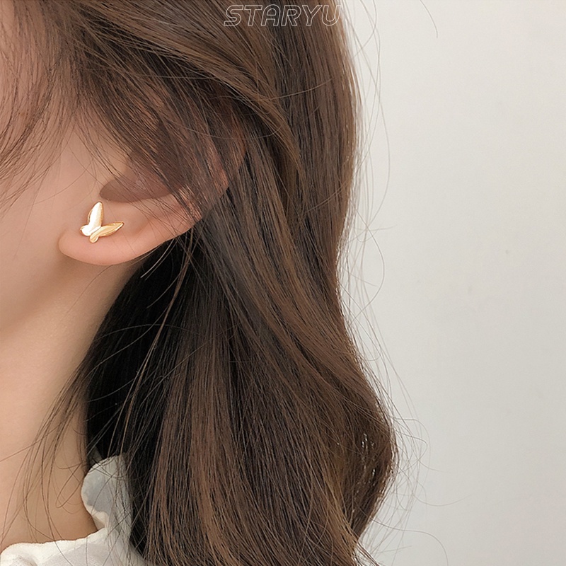 Bông Tai Mạ Bạc 925 Hình Bướm Phong Cách Hàn Quốc