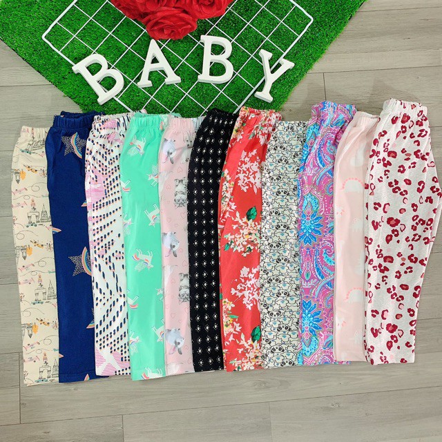 HOT [HOT SALE] Combo 5 quần legging 100% cotton vải xuất dư cho bé 10 - 30kg BÉ XINH