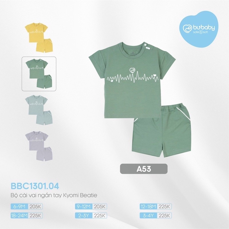 BUBABY- Bộ cộc tay cài vai nhịp tim BBC1301.04