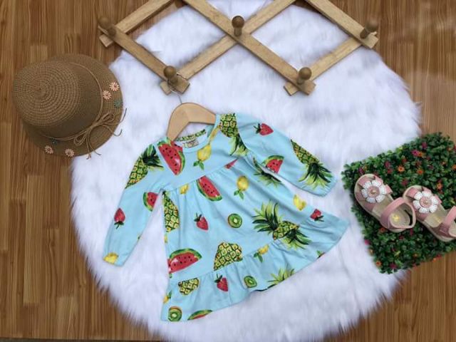 VÁY BÉ GÁI DÀI TAY COTTON XUẤT KHẨU 10- 25KG