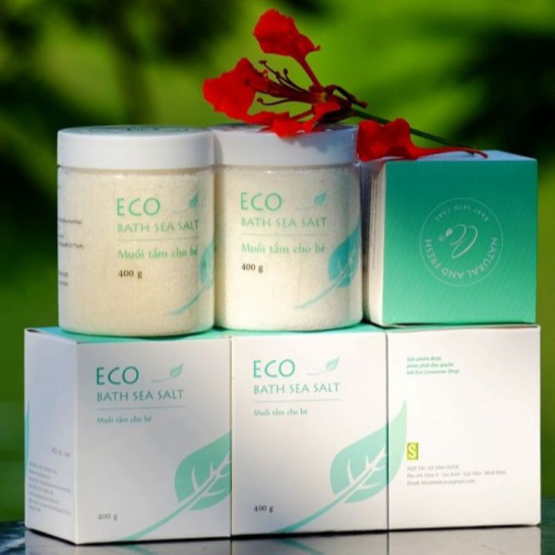 Muối Tắm Bé Sinh Dược Eco 400g (Có tem chống hàng giả)-RỬA MẶT, GỘI ĐẦU, TẮM KHÔNG CẦN TRÁNG LẠI, MẸ CHĂM BÉ NHÀN TÊNH