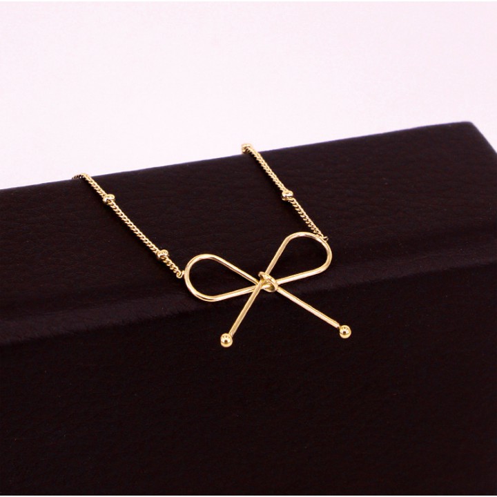 Dây chuyền nữ titan cao cấp hình chiếc nơ siêu cute - Đẹp, bền màu, hợp thời trang