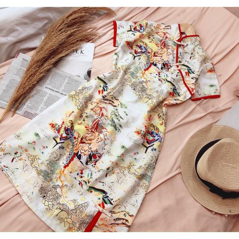 Đầm Body Cổ Tàu, Sườn Xám Cách Tân Hoạ Tiết Cổ Điển , Màu Sắc Trẻ Trung Quyến Rũ Thời Trang Cho Nữ. | BigBuy360 - bigbuy360.vn