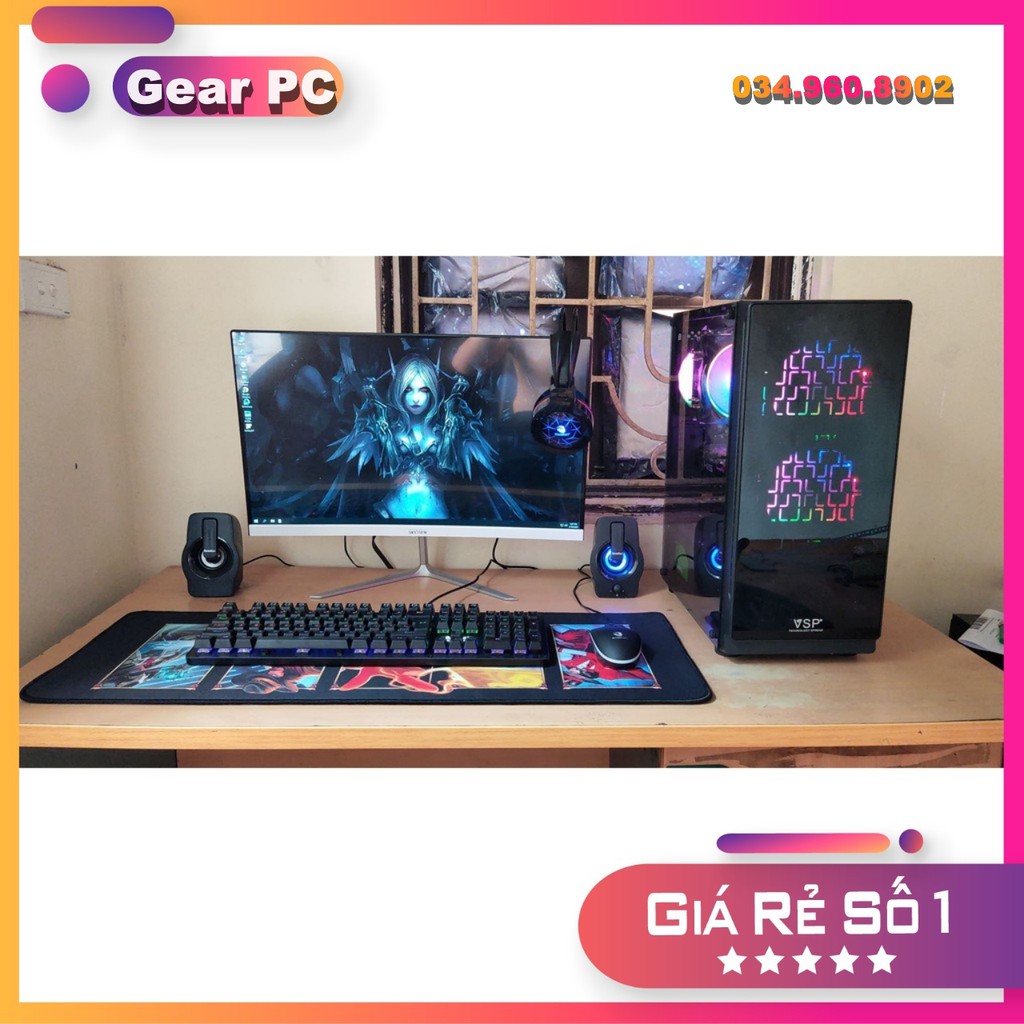 Vỏ case gaming VSP Ka-220 - Hai mặt kính cường lực - Case trang bị các cổng kết nối USB3.0 - Full ATX (No Fan) - 2T_PC