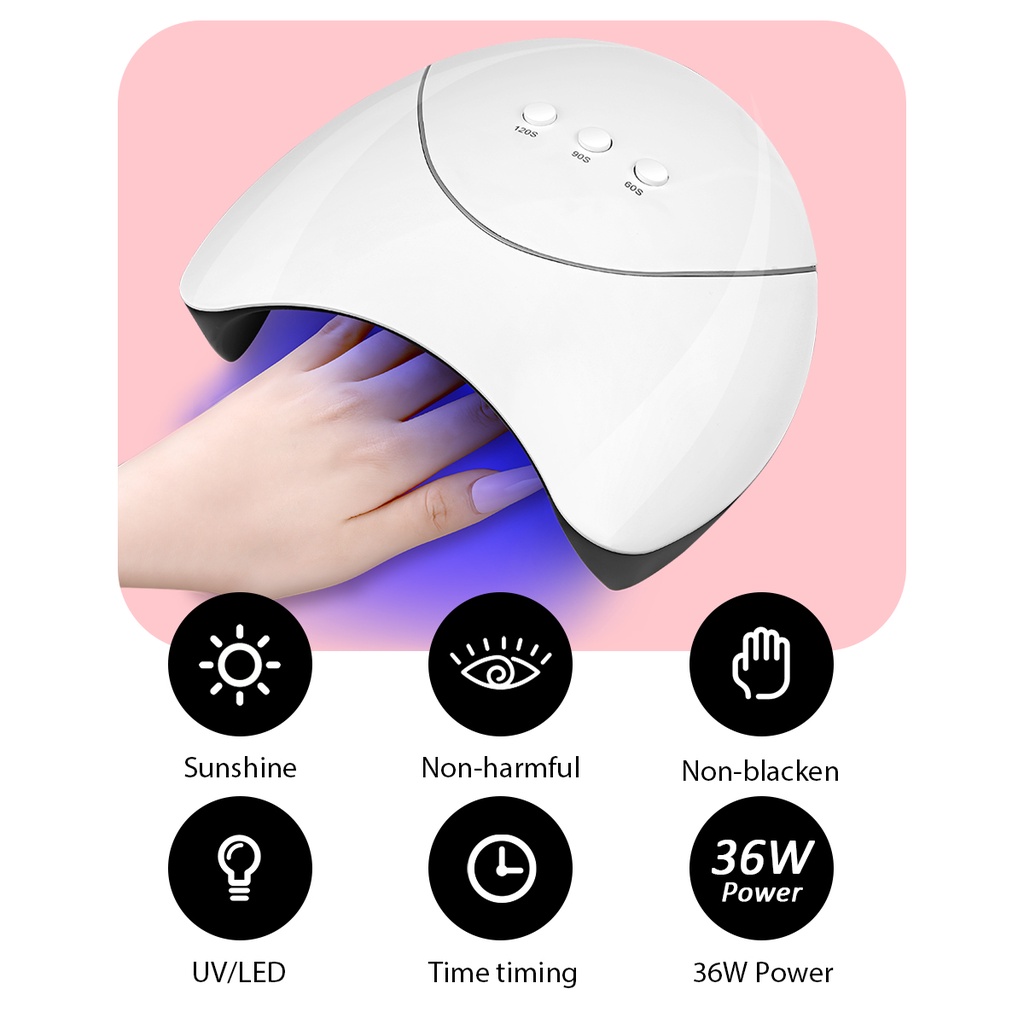 Set 8 gel sơn móng tay màu sắc khác nhau và dụng cụ làm móng MONJA UV/ LED 36W tiện lợi