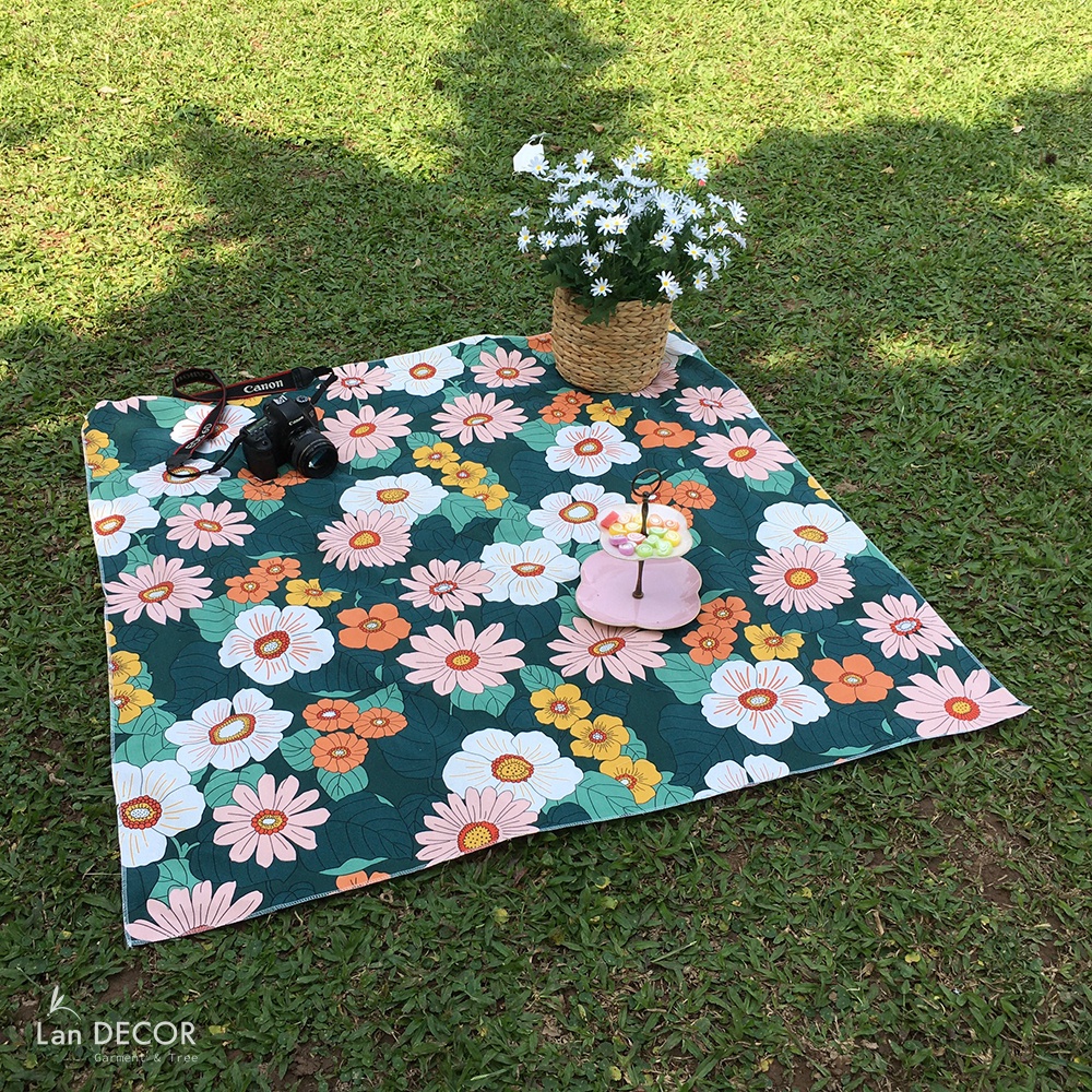 Thảm trải picnic kẻ caro xinh xắn Landecor - background phông nền trải thảm cỏ , chụp ảnh picnic