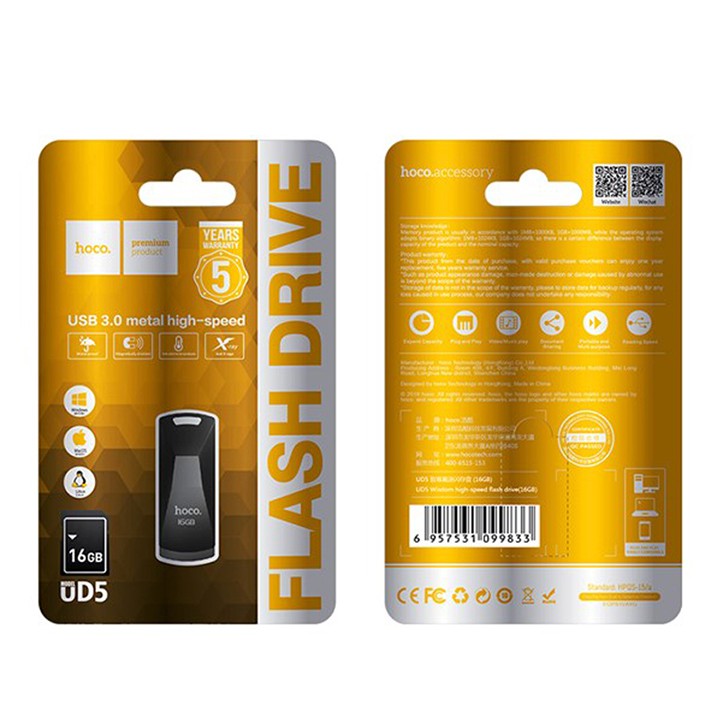 USB Hoco UD5 16/32/64GB, tốc độ cao, lưu trữ tốt, tương thích nhiều thiết bị | BigBuy360 - bigbuy360.vn
