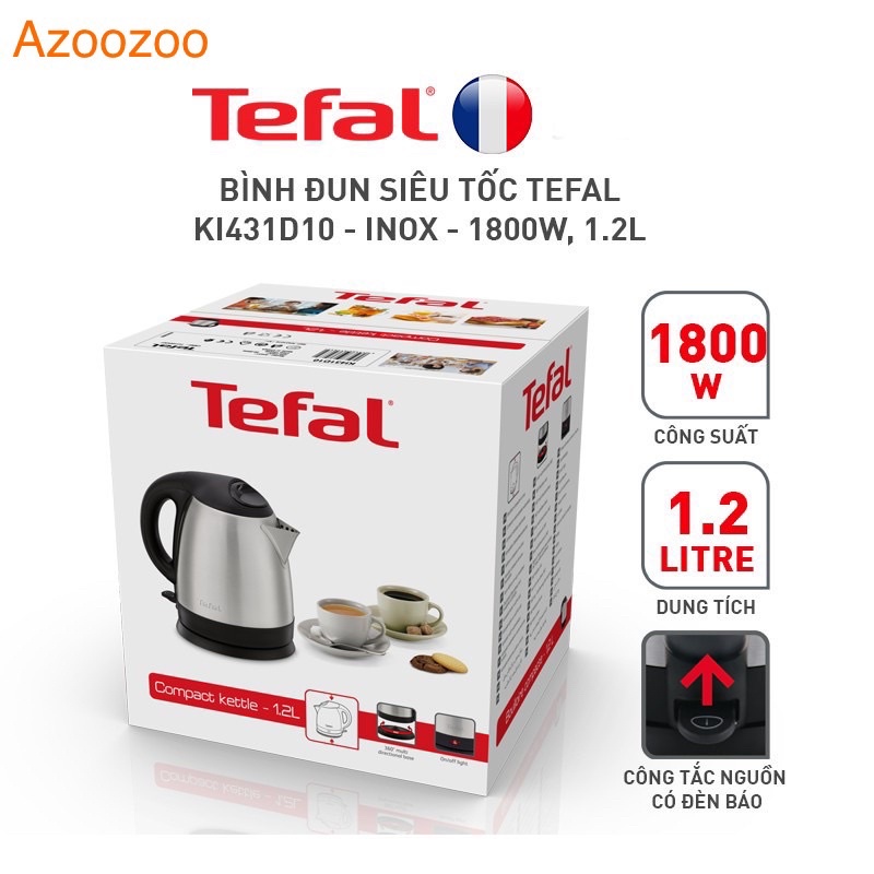 Bình đun siêu tốc Tefal KI431D10 - inox - 1800W, 1.2L