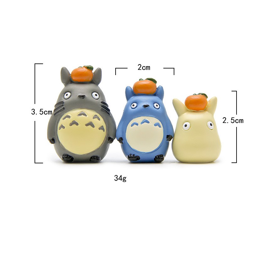 Mô hình Totoro đội quả cam cho các bạn trang trí tiểu cảnh, terrarium, DIY