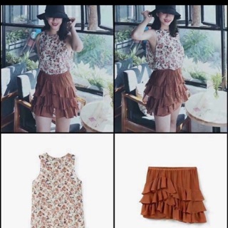Set áo váy hoa mango aut