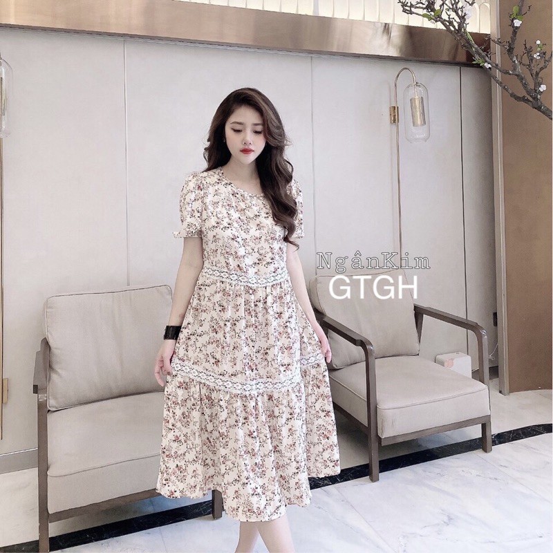 Đầm hoa nhí dáng suông, form rộng, kèm ảnh chụp cận chất freesize dài váy 100cm, hàng sẵn tại Hana store | BigBuy360 - bigbuy360.vn