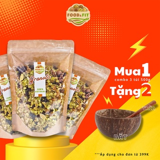 Ngũ cốc dinh dưỡng hạt granola giảm cân ăn kiêng vị trà xanh không đường by Food&Fit