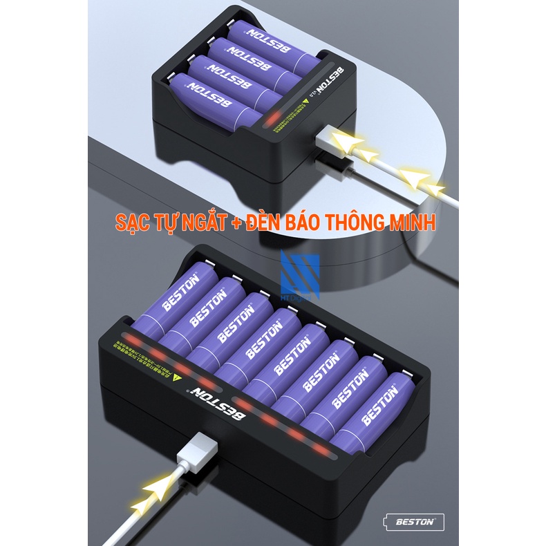 Pin Sạc 1.5V 2800mWh Beston Lithium-ion Sạc Pin M7011 Tự ngắt Có đèn báo đầy cho Micro karaoke