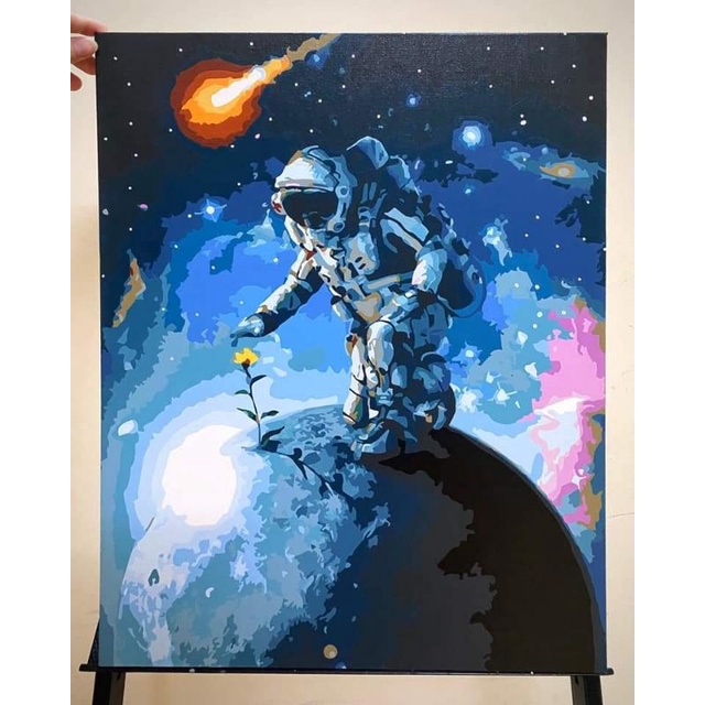 Tranh số hóa chủ đề Vũ Trụ và Phi hành Gia size 40x50cm đầy đủ phụ kiện, phủ bóng