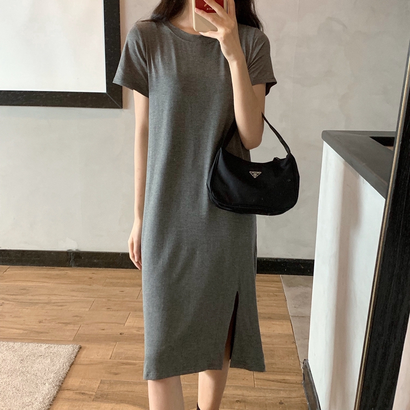 SUXI Đầm Nữ Ngắn Tay Kiểu Hàn Quốc