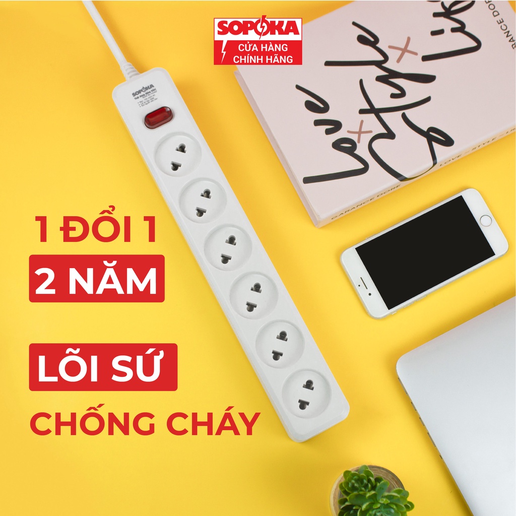 Ổ cắm điện ổ điện chịu tải 2200W SOPOKA 3L2-6L2 công tắc an toàn