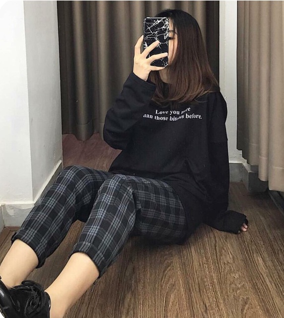 Quần Baggy Kẻ Caro XANH Ông Suông Rộng/ Nam Nữ Oversize