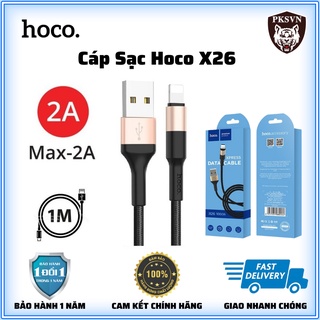 Cáp Sạc Nhanh Hoco X26 Dây Dù Chống Đứt Dài 1M, Hỗ trợ sạc Nhanh 12w cho 13 Promax trở xuống - Bảo Hành 12 Tháng