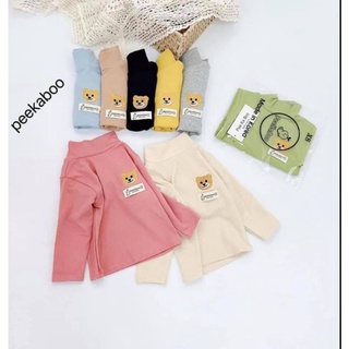 Áo thun cotton len Peekaboo cổ 3 phân size 4-16kg