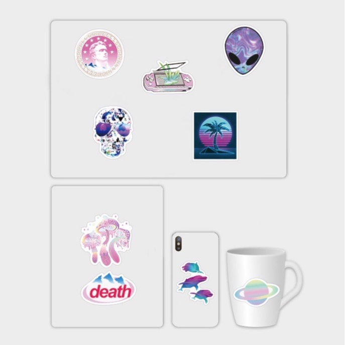 Set 50/25/10 Sticker Dán Trang Trí Vali Laptop Chống Thấm Nước Độc Đáo