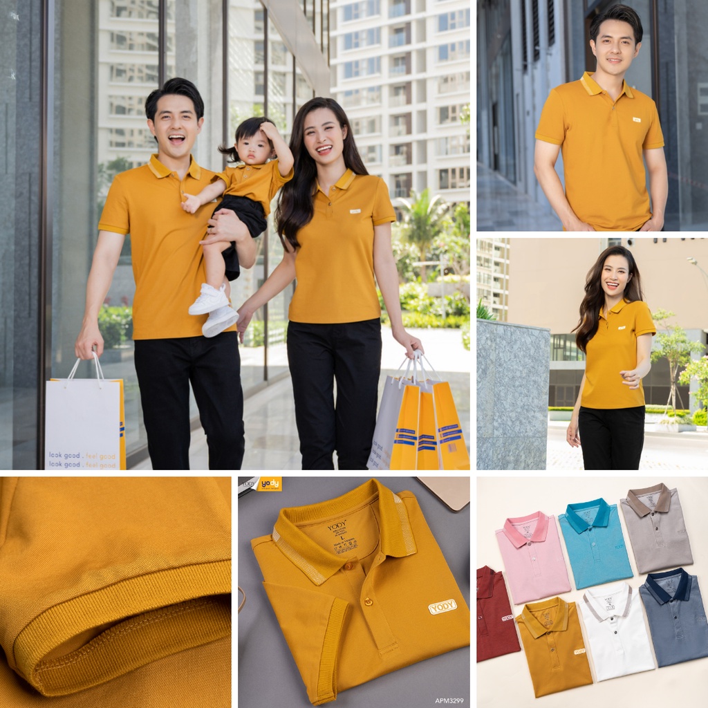 Áo phông polo nam YODY mắt chim, chất liệu cotton tay ngắn cổ bẻ phối bo tỉ mỉ, chuẩn phom thanh lịch APM3299