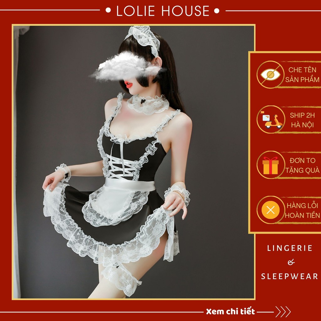 Cosplay hầu gái sexy - Set váy ngủ sexy cosplay cô hầu bàn tạp dề trắng LOLIE HOUSE - CP5