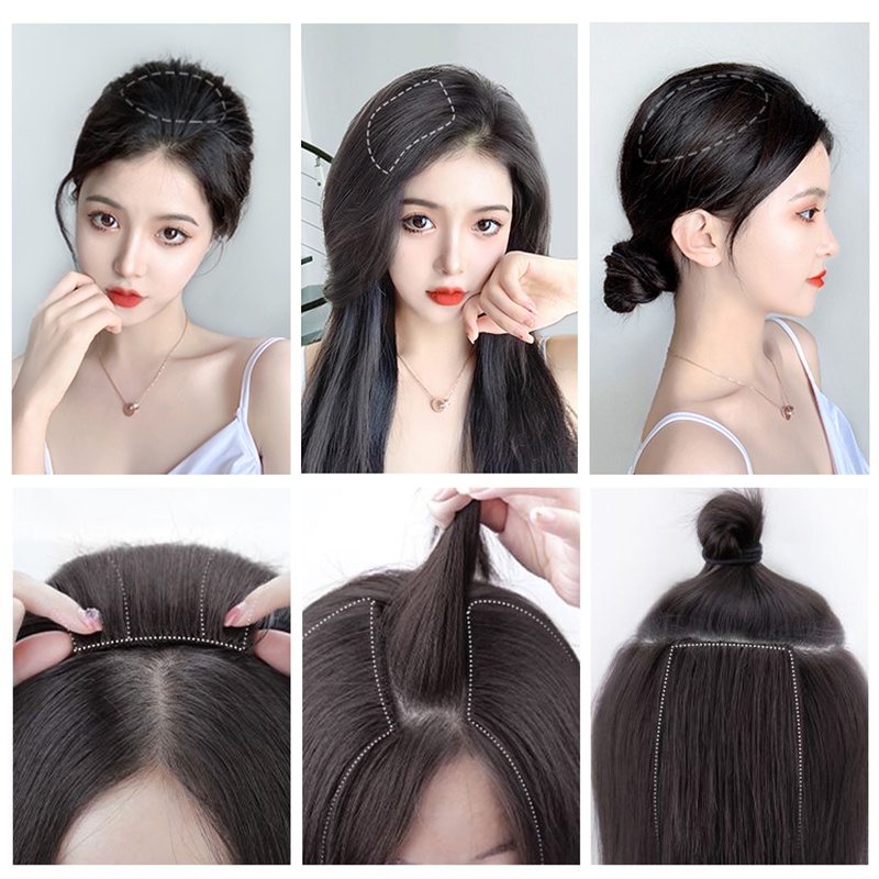 Miếng Đệm Tóc Giả Hai Mảnh Tàng Hình Và Liền Mạch Thay Thế Thời Trang Cho Nữ
