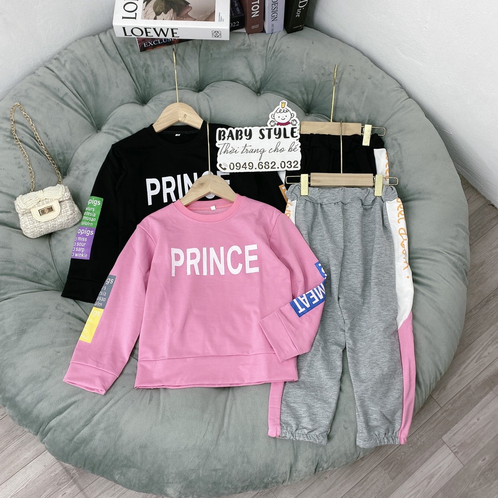 Bộ quần áo thu đông &quot;PRINCE&quot; 14-45kg. Bộ quần áo dài tay ấm áp cho bé 4-14 tuổi. Vải dày đẹp. Hàng may kỹ. G41