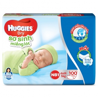 Miếng lót sơ sinh huggies nb1 100 miếng/ nb2 60 miếng