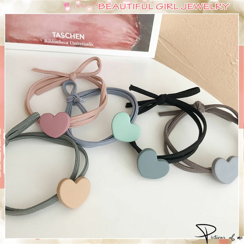 Dây buộc tóc 2 trong 1 co giãn mặt hình trái tim thời trang cho nữ