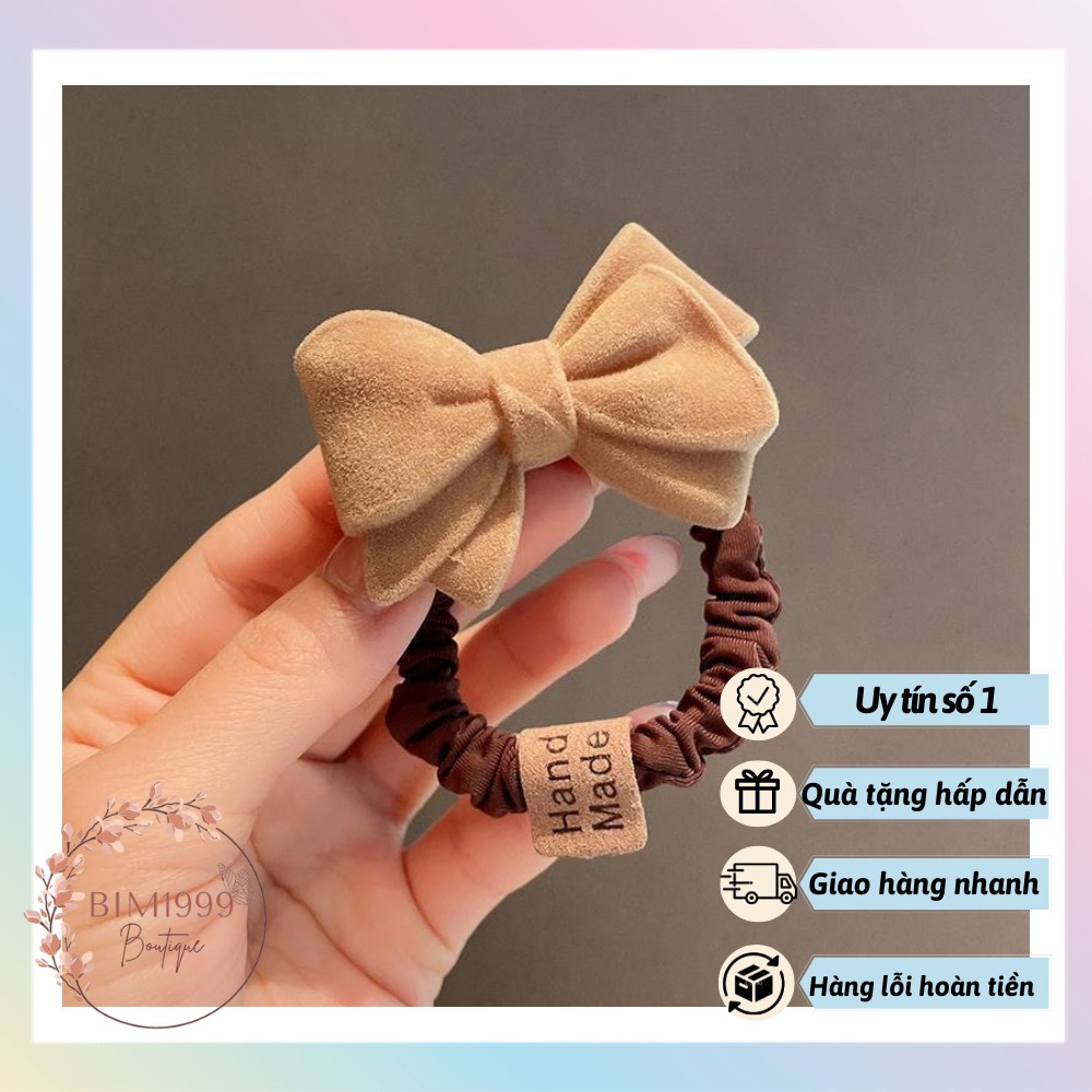 Buộc Tóc Nơ Xinh Nơ Làm Bằng Cotton Mix với Dạ Cực Ki Xinh Xắn Chắc Chắn Phong Cách Hàn Quốc Hàng QC L1 BT04