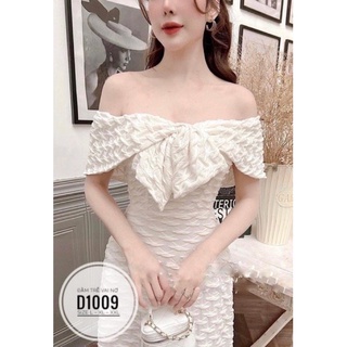 BIGSIZE Đầm trễ vai nơ D1009
