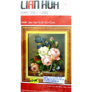 Tranh thêu BÌNH HOA 62x72cm chưa thêu a889