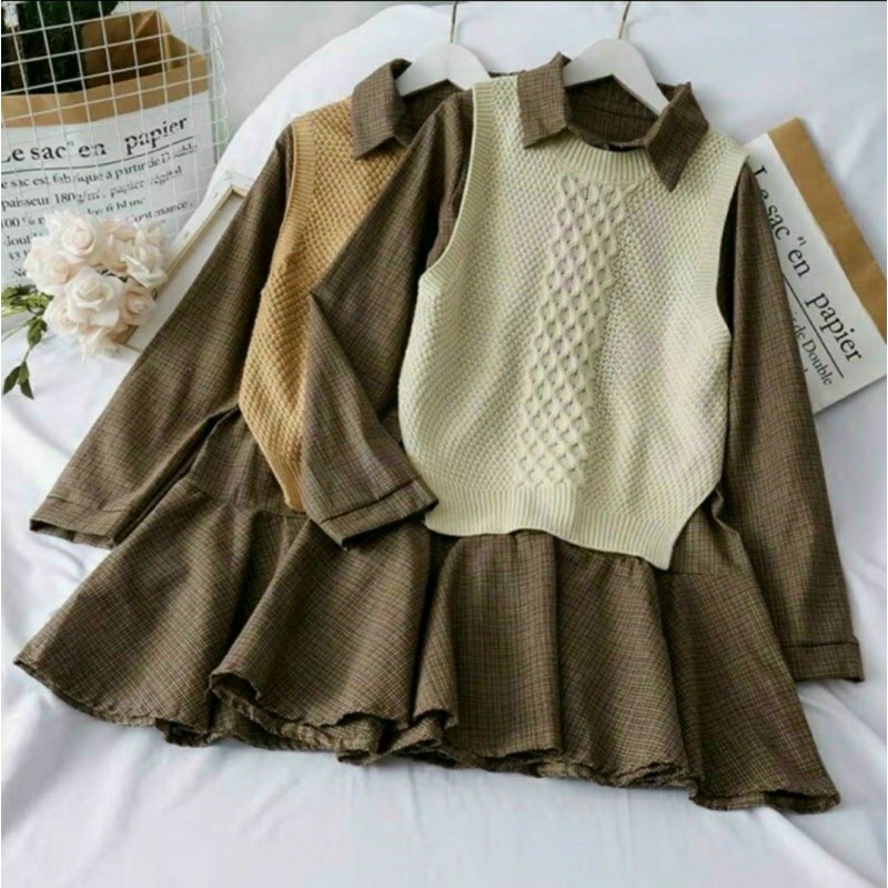 SET QC ĐẦM SƠMI KÈM GILE LEN BAO XINH XỊN