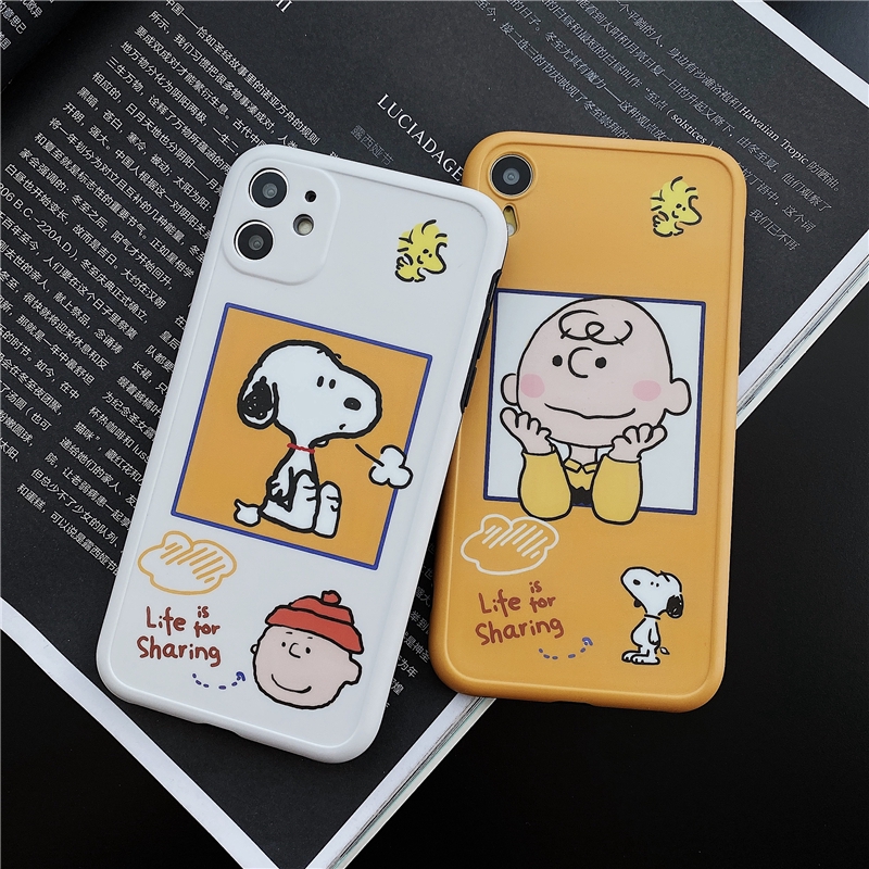 Ốp điện thoại mềm màu trắng vàng hình Snoopy Charlie cho Iphone 11 Pro MAX i7 i8 Plus XR XS MAX | BigBuy360 - bigbuy360.vn