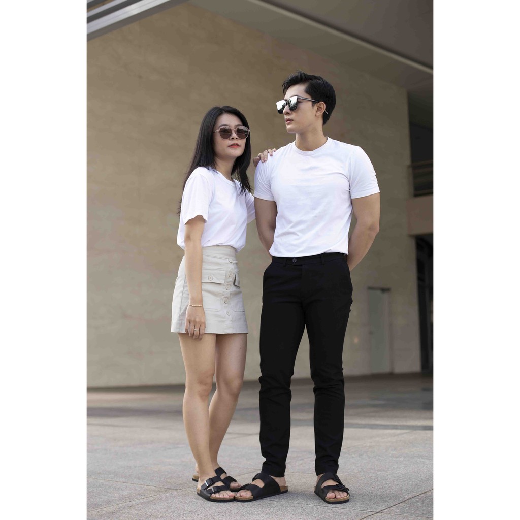 Dép unisex 2 Khóa HUUCUONG Quai Da Thật Màu Đen Đế Trấu